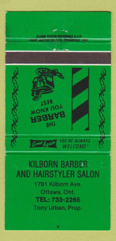 Matchbook Cover - Kilborn Barber Salon Ottawa ON 30 Strike
