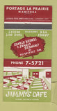 Matchbook Cover - Jimmy's Cafe Portage La Prairie MB Chinese 30 Strike