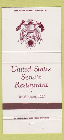 Matchbook Cover - United States Senate Restaurant Washington DC 30 Strike