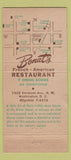 Matchbook Cover - Bonat's French Restaurant Washington DC 21 Strike Feature