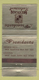 Matchbook Cover - Presidente Mexican Mission Hills Cerritos CA 30 Strike