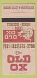 Matchbook Cover - Old Ox Restaurant San Diego CA 30 Strike