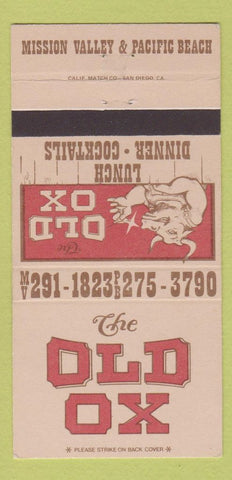 Matchbook Cover - Old Ox Restaurant San Diego CA 30 Strike