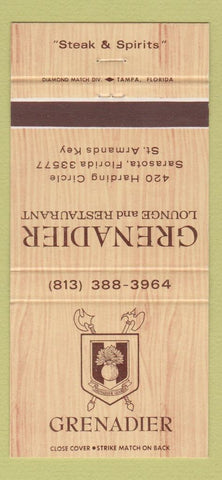 Matchbook Cover - Grenadier Lounge Restaurant Sarasota FL 30 Strike
