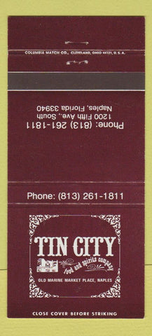 Matchbook Cover - Tin City Restaurant Naples FL 30 Strike