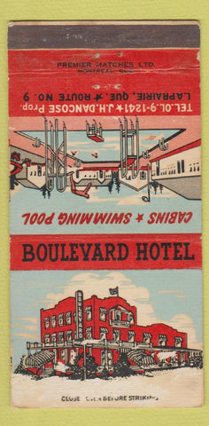 Matchbook Cover - Boulevard Hotel Laprairie QC WEAR 30 Strike