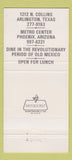 Matchbook Cover - Emiliano's Mexican Arlington TX Phoenix AZ 30 Strike
