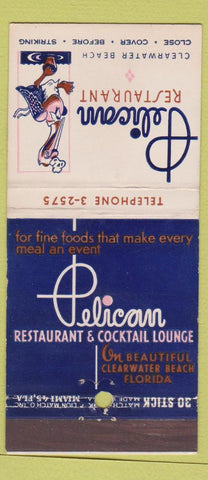 Matchbook Cover - Pelican Restaurant Clearwater Beach FL 30 Stick