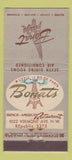 Matchbook Cover - Bonat's French Restaurant Washington DC WEAR 30 Stick