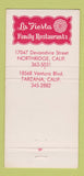 Matchbook Cover - La Fiesta Mexican Northridge Tarzana CA 30 Strike