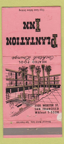 Matchbook Cover - Plantation Inn San Francisco CA WORN 30 Strike