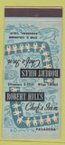 Matchbook Cover - Robert Hill's Chef's Inn Pasadena CA 21 Strike Feature