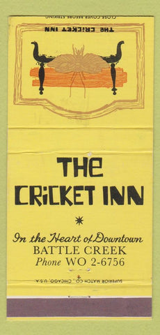 Matchbook Cover - The Cricket Inn Battle Creek MI WEAR 30 Strike