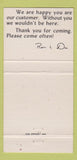 Matchbook Cover - The Cricket Inn Battle Creek MI WEAR 30 Strike