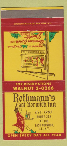 Matchbook Cover - Rothmann's East Norwich Inn LI NY 30 Strike
