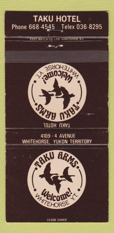 Matchbook Cover - Taku Arms Hotel Whitehorse YT 30 Strike