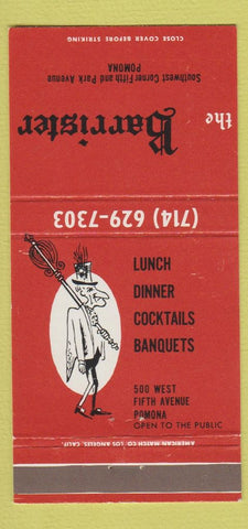 Matchbook Cover - The Barrister Pomona CA 30 Strike