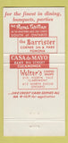 Matchbook Cover - The Barrister Pomona CA 30 Strike
