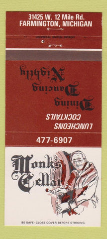 Matchbook Cover - Monk's Cellar Farmington MI 30 Strike