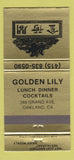 Matchbook Cover - Golden Lily Restaurant Oakland CA 30 Strike