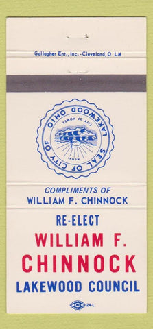 Matchbook Cover - William F Chinnock Lakewood OH Council 30 Strike