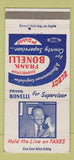 Matchbook Cover - Frank Bonelli Election Assemblyman 30 Strike