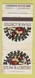 Matchbook Cover - Blade and Barrel Steak Lobster Regina Thunder Bay SK 30 Strike