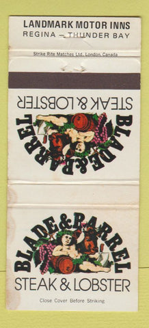 Matchbook Cover - Blade and Barrel Steak Lobster Regina Thunder Bay SK 30 Strike