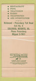 Matchbook Cover - Old Stage Motor Lodge Colonial Heights VA 30 Strike