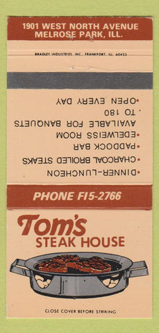 Matchbook Cover - Tom's Steak House Melrose Park IL 30 Strike
