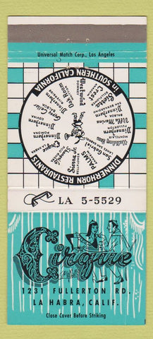 Matchbook Cover - Cirque La Habra CA girlie 30 Strike