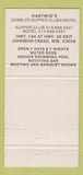 Matchbook Cover - Hartwig's Gobbler Supper Club Motel Johnson Creek WI 30 Strike
