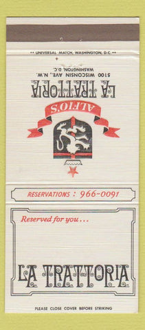 Matchbook Cover - La Trattoria Washington DC 30 Strike