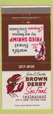 Matchbook Cover - John Smith's Brown Derby Dayton OH lobster shrimp 30 Strike