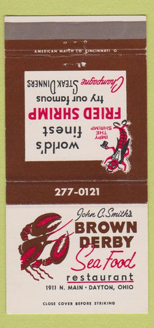 Matchbook Cover - John Smith's Brown Derby Dayton OH lobster shrimp 30 Strike