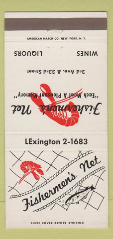 Matchbook Cover - Fishermen's Net New York City lobster 30 Strike