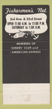 Matchbook Cover - Fishermen's Net New York City lobster 30 Strike