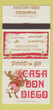 Matchbook Cover - Casa Don Diego Mexican Chula Vista Santee CA 30 Strike
