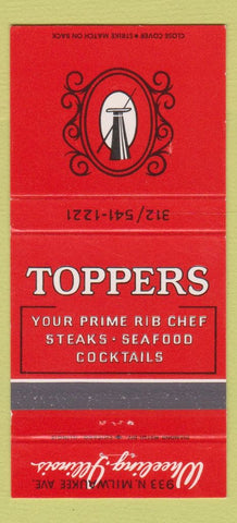 Matchbook Cover - Toppers Restaurant Wheeling IL 30 Strike