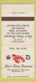 Matchbook Cover - Steve's Rotary Restaurant Manchester NH lobster 30 Strike
