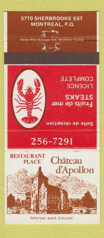 Matchbook Cover - Chateau D Apollon Restaurant Montreal QC 30 Strike