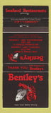 Matchbook Cover - Bentley's Toronto ON Mississauga 30 Strike