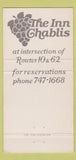 Matchbook Cover - Inn Chablis Plainville CT 30 Strike