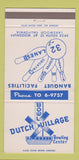 Matchbook Cover - Dutch Village Bowling Lakewood CA billiards 30 Strike