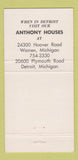 Matchbook Cover - Fran O Brien's Anthony House Washington DC 30 Strike