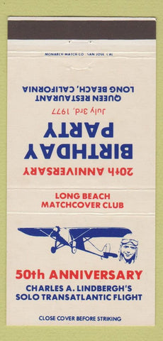 Matchbook Cover - AMCAL Long Beach CA Charles Lindbergh 30 Strike