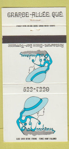 Matchbook Cover - Le Vecchios Restaurant Disco girlie Grande Allee QC 30 Strike