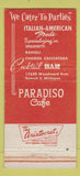 Matchbook Cover - Paradiso Cafe Detroit MI 30 Strike