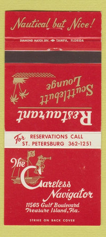 Matchbook Cover - Careless Navigator Treasure Island FL 30 Strike