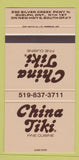 Matchbook Cover - China Tiki Restaurant Guelph ON 30 Strike
